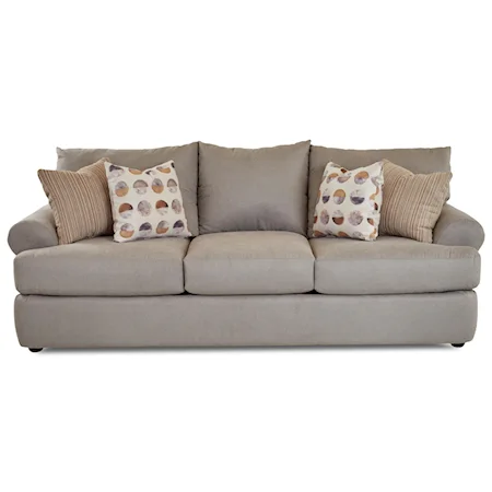 Casual Three Seat Sofa with Rolled Arms